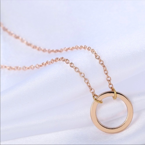 Simple Circle Gold Pendant Necklace - Picture 3 of 4
